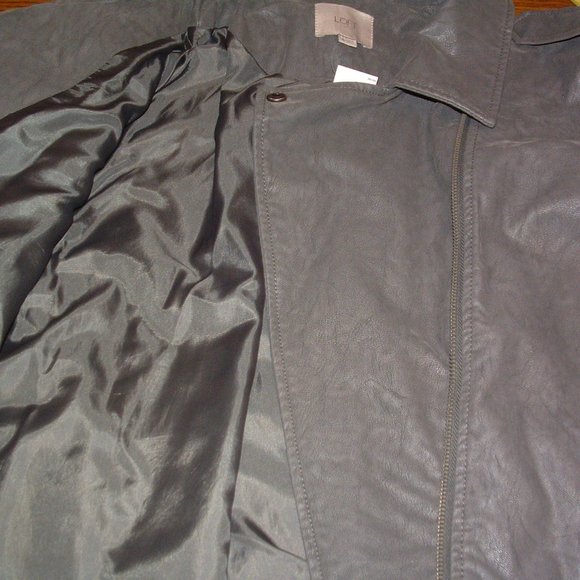 Loft Size 16 Gray Faux Nubuck Leather Moto Jacket (NWT) - Picture 11 of 14